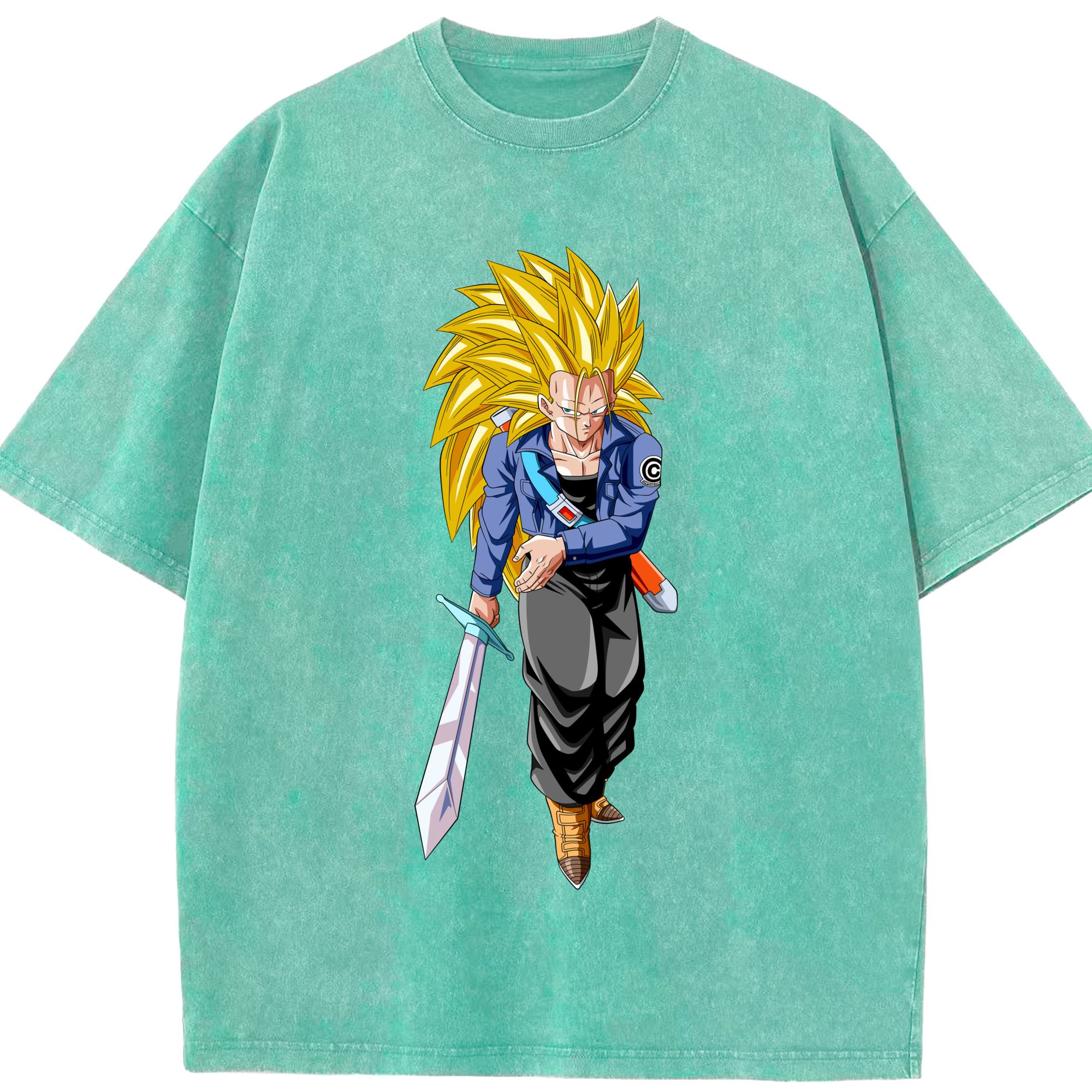 （画像用） ドラゴンボール トランクス（Torankusu）DRAGON BALL Trunks 綿100% ヴィンテージ風 半袖Tシャツ（フロントプリント）